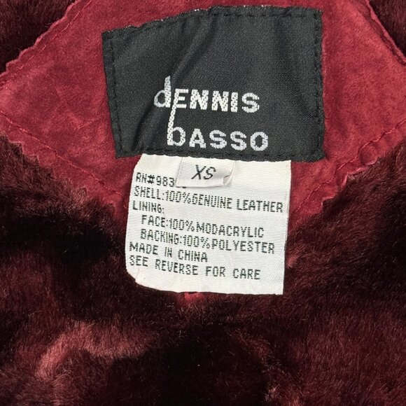 Dennis Basso Jacket Faux Fur Trim Burgundy Suede Leather Lined Size XS NWT - Picture 10 of 12